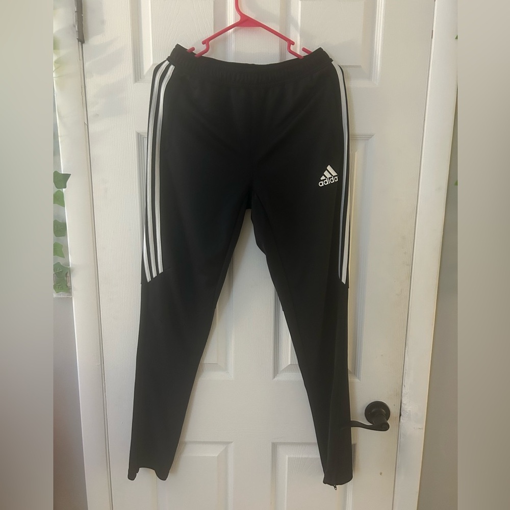 adidas Black Jogger Sweatpants with White Stripe Detail